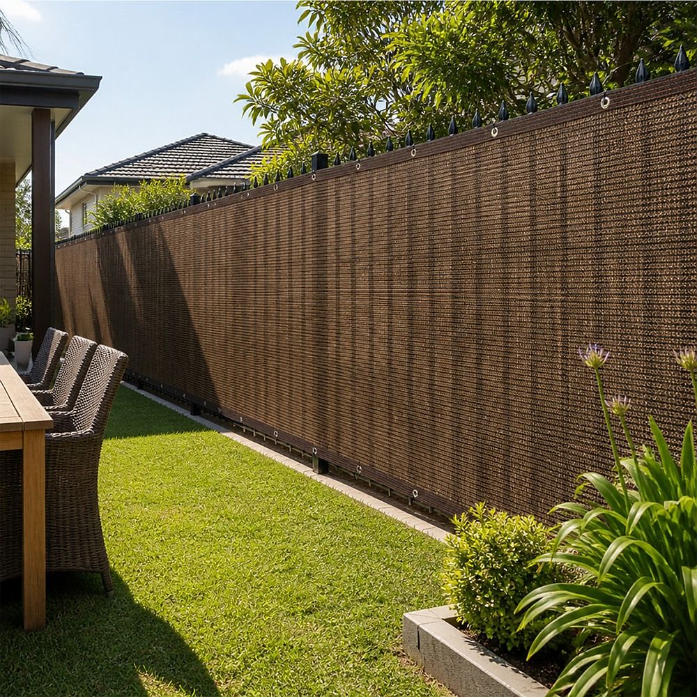 20m x 2m Fence Windscreen Privacy Screen Shade Cover Coffee Fabric Mesh Garden Bedworld