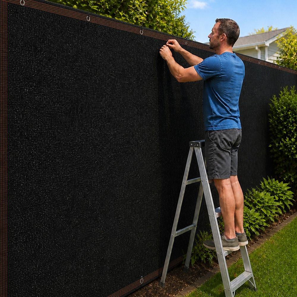 20m x 2m Fence Windscreen Privacy Screen Shade Cover Black Fabric Mesh Garden Bedworld