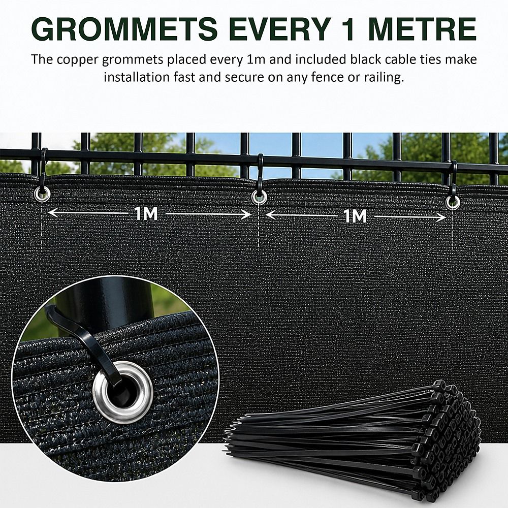 20m x 2m Fence Windscreen Privacy Screen Shade Cover Black Fabric Mesh Garden Bedworld