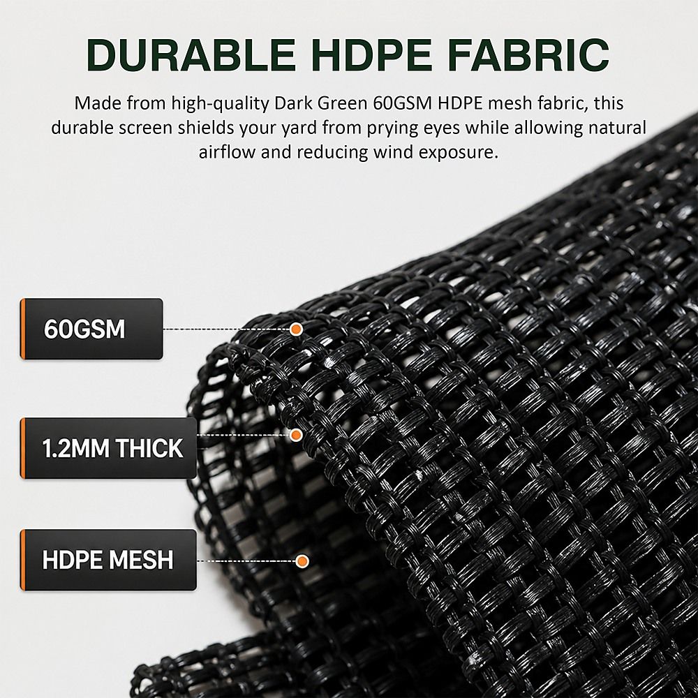 20m x 2m Fence Windscreen Privacy Screen Shade Cover Black Fabric Mesh Garden Bedworld