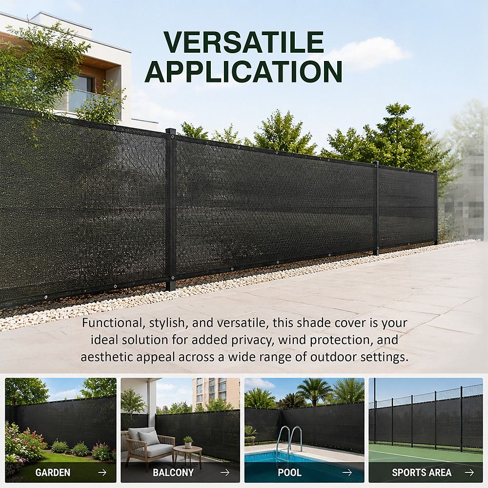 20m x 2m Fence Windscreen Privacy Screen Shade Cover Black Fabric Mesh Garden Bedworld