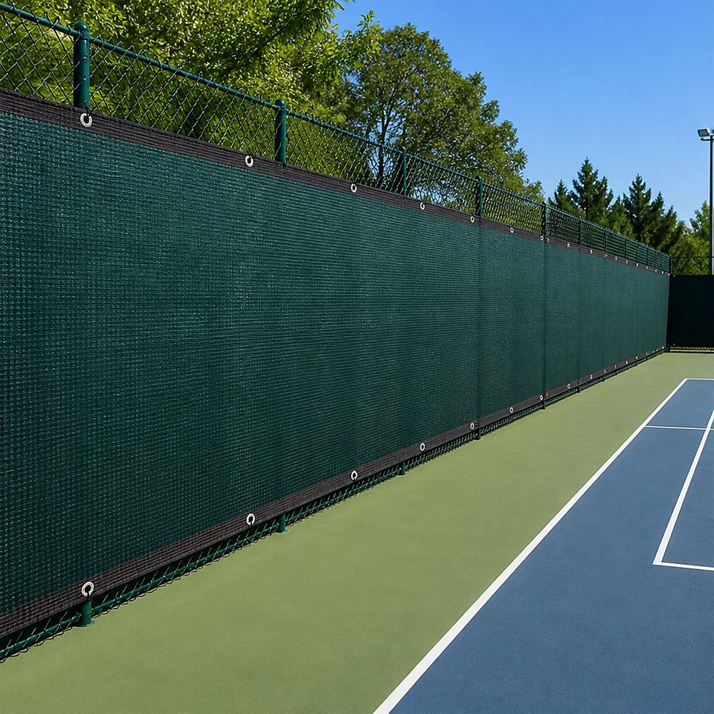15m x 2m Fence Windscreen Privacy Screen Shade Cover Dark Green Fabric Mesh Garden Bedworld