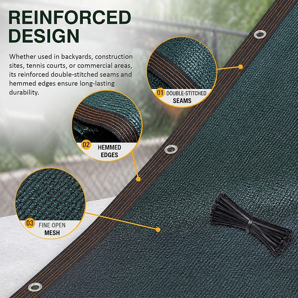 15m x 2m Fence Windscreen Privacy Screen Shade Cover Dark Green Fabric Mesh Garden Bedworld