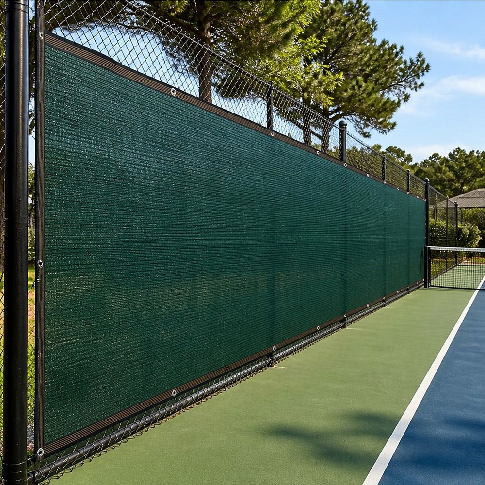 20m x 2m Fence Windscreen Privacy Screen Shade Cover Dark Green Fabric Mesh Garden Bedworld