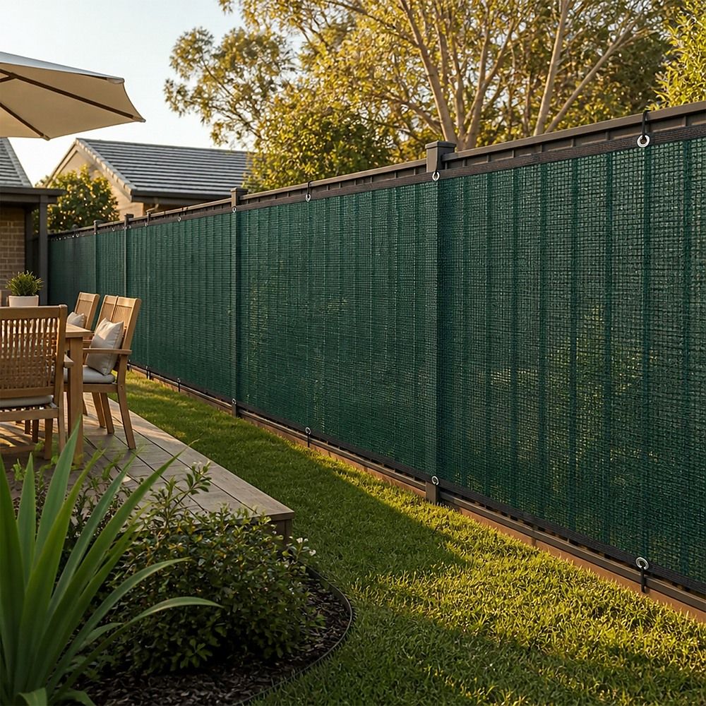 20m x 2m Fence Windscreen Privacy Screen Shade Cover Dark Green Fabric Mesh Garden Bedworld
