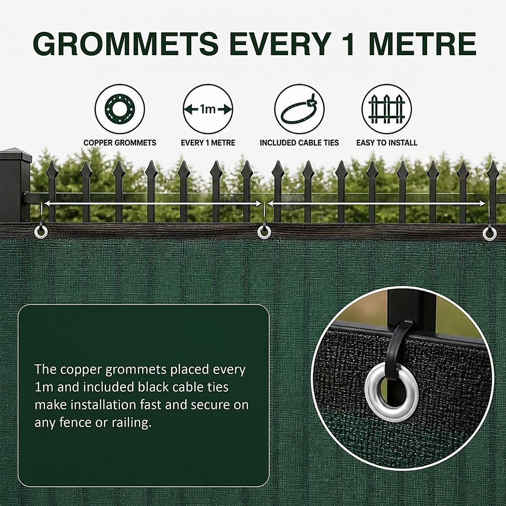 20m x 2m Fence Windscreen Privacy Screen Shade Cover Dark Green Fabric Mesh Garden Bedworld