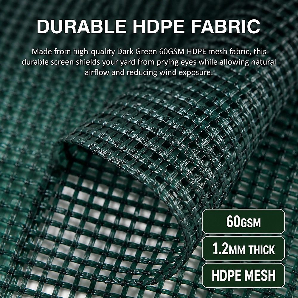 20m x 2m Fence Windscreen Privacy Screen Shade Cover Dark Green Fabric Mesh Garden Bedworld