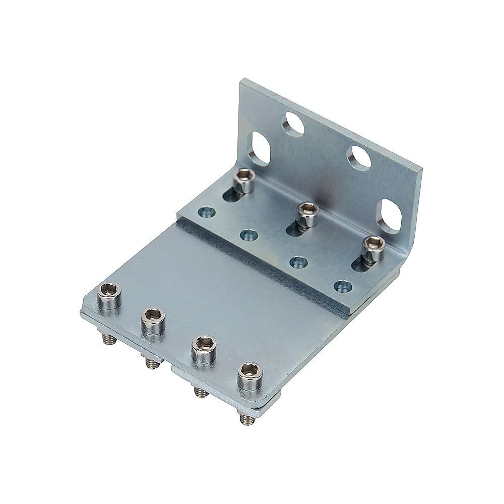 Steel pulley bracket plate with four corner studs for sliding gate cable system