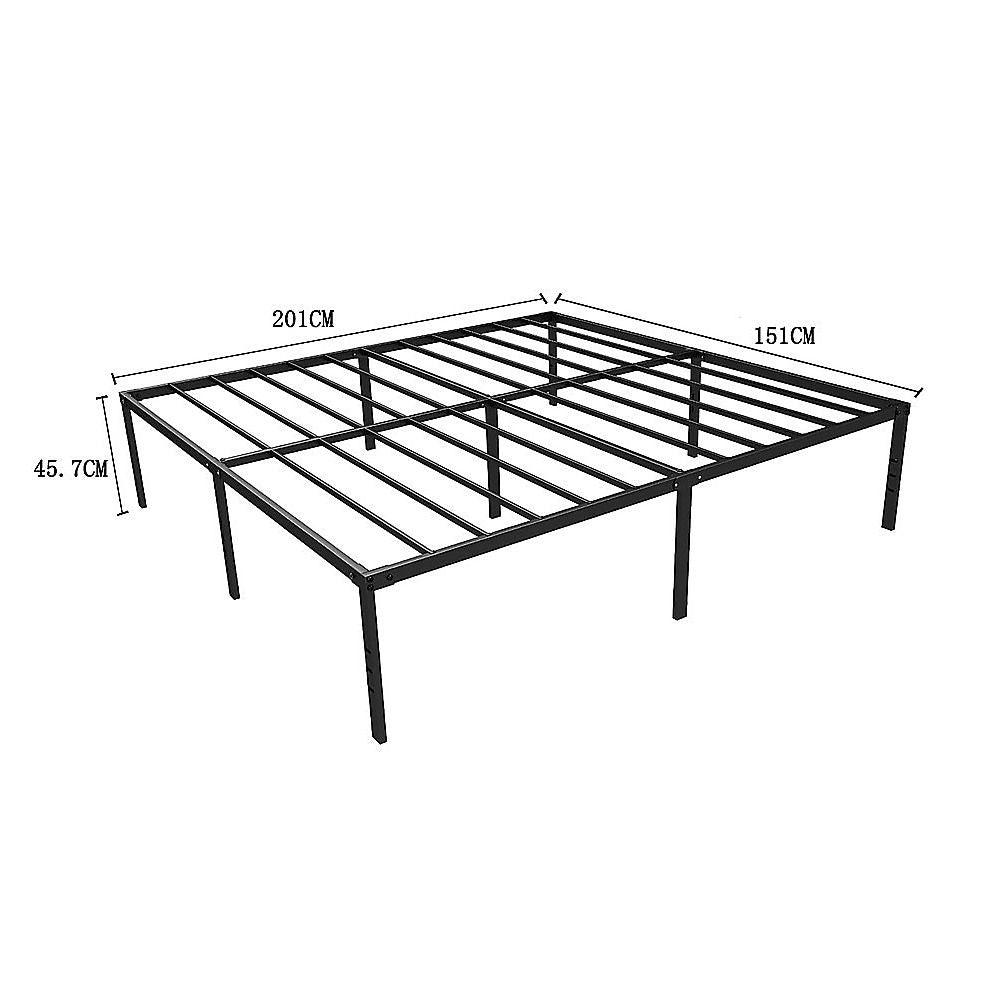 Queen Metal Bed Frame 45cm High Full Steel Base Platform For Stable Bedroom Support Bedworld
