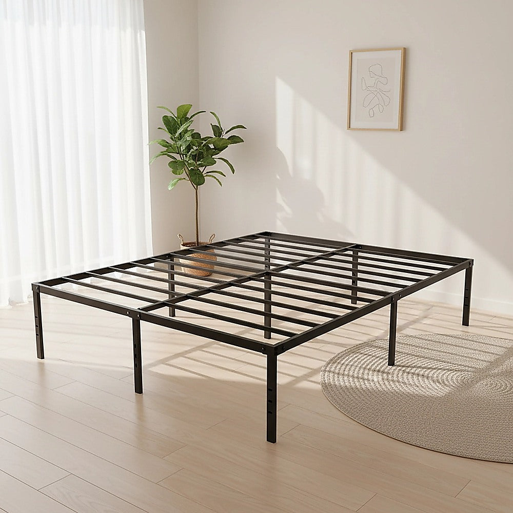 Queen Metal Bed Frame 45cm High Full Steel Base Platform For Stable Bedroom Support