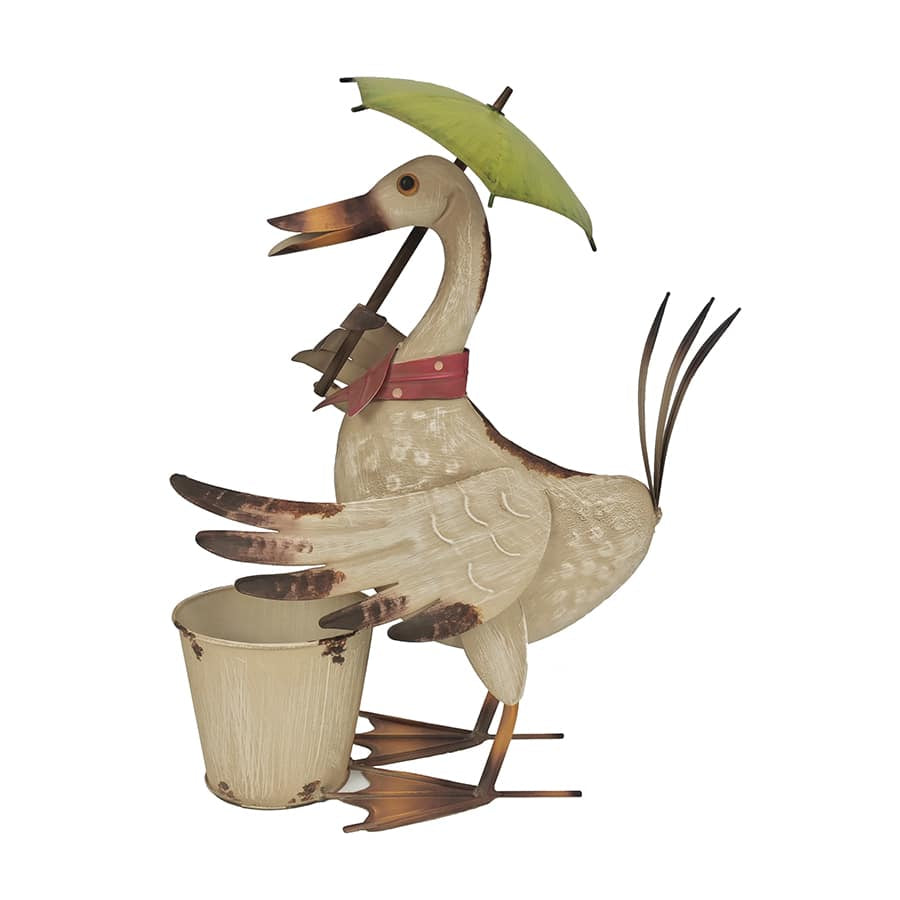 Standing Duck w Umbrella + Pot Planter 46cm