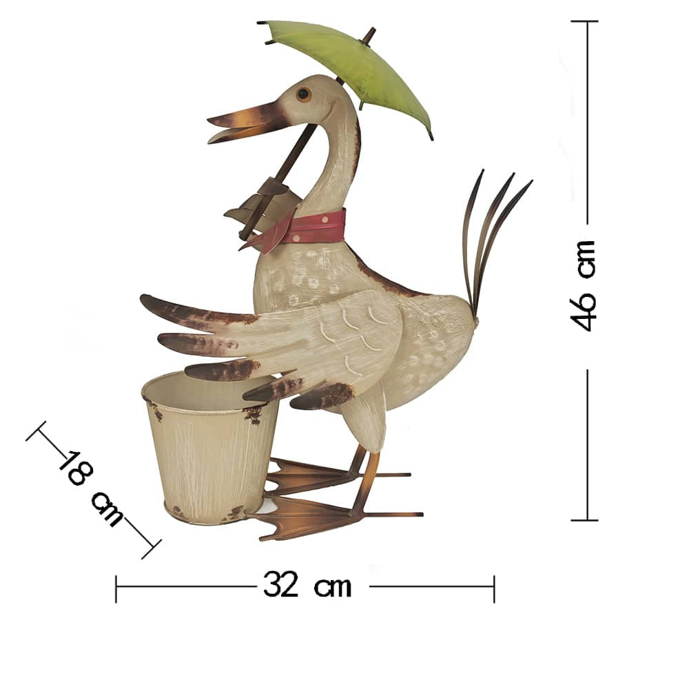 Standing Duck w Umbrella + Pot Planter 46cm