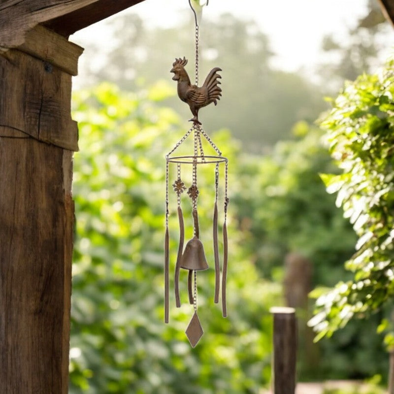 Hanging Chicken Windchime + Cast Iron Bell 78cm