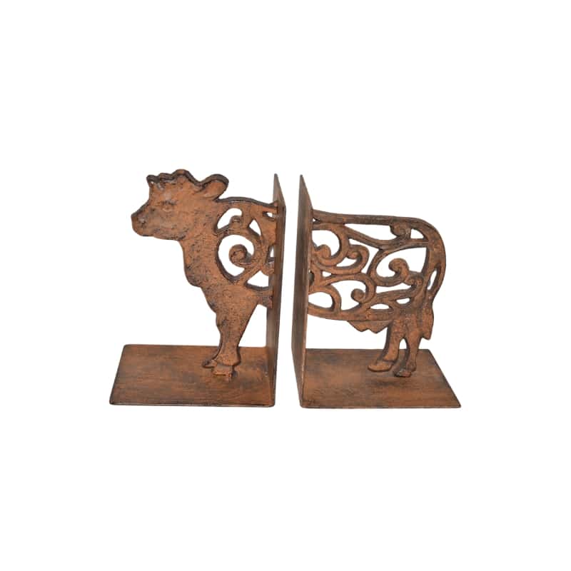 Cast Iron Fleur Cow Bookends Set 15cm