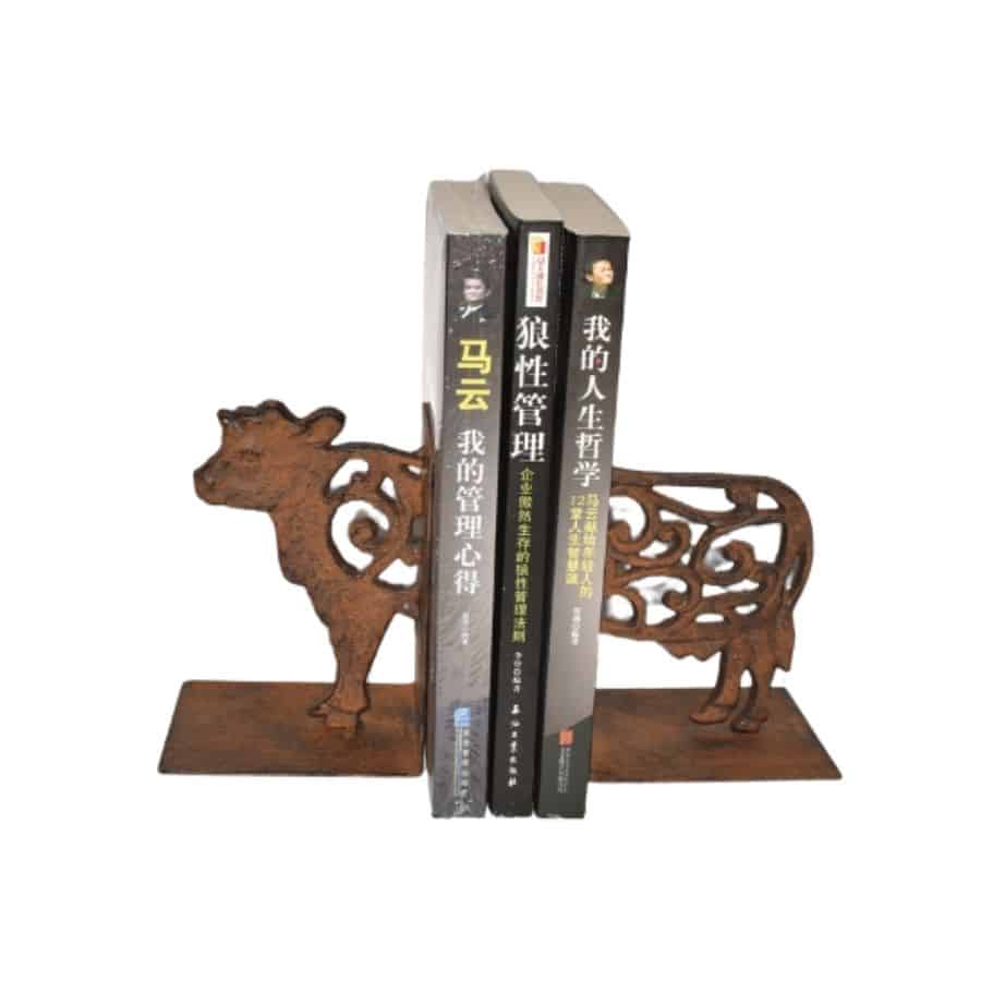 Cast Iron Fleur Cow Bookends Set 15cm