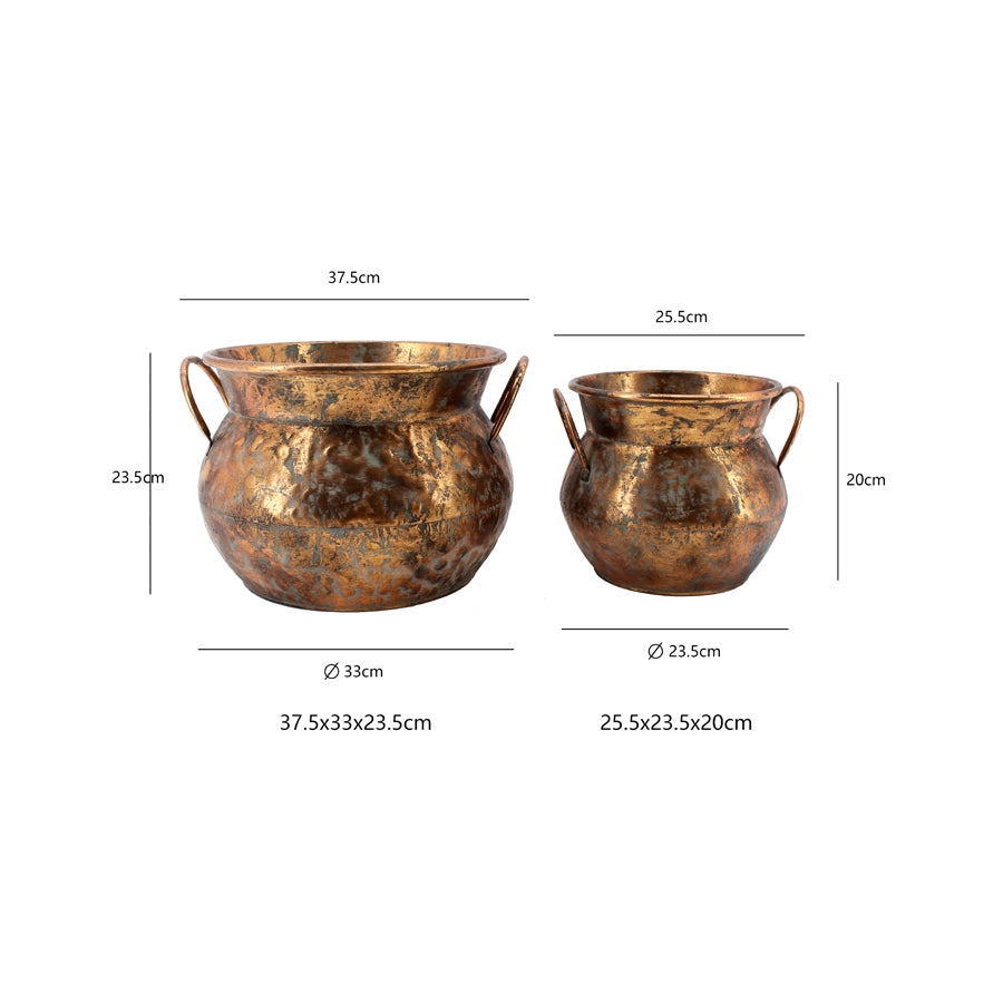 Set 2 Antique Lustre Pots 37cm