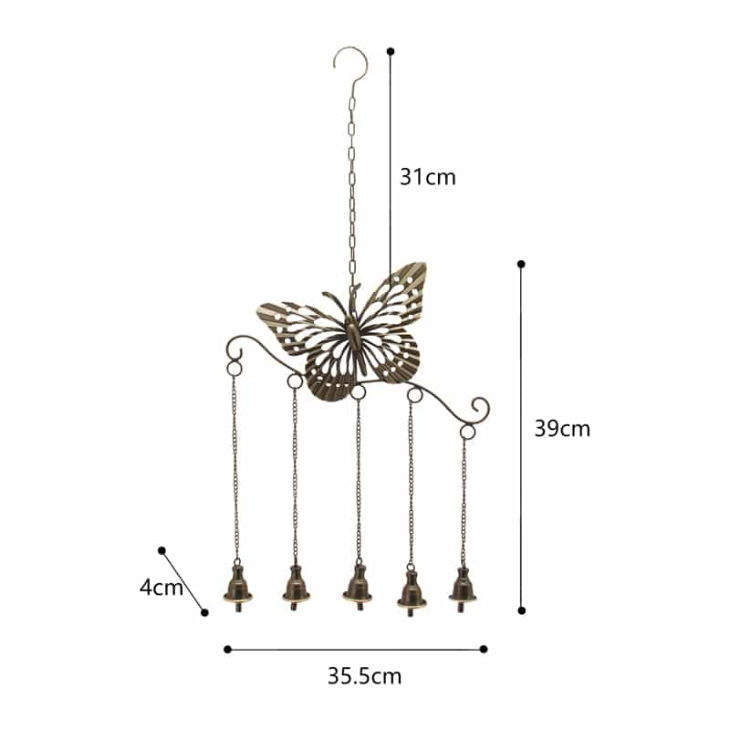Hanging Butterfly Mobile w 5 Bells 77cm