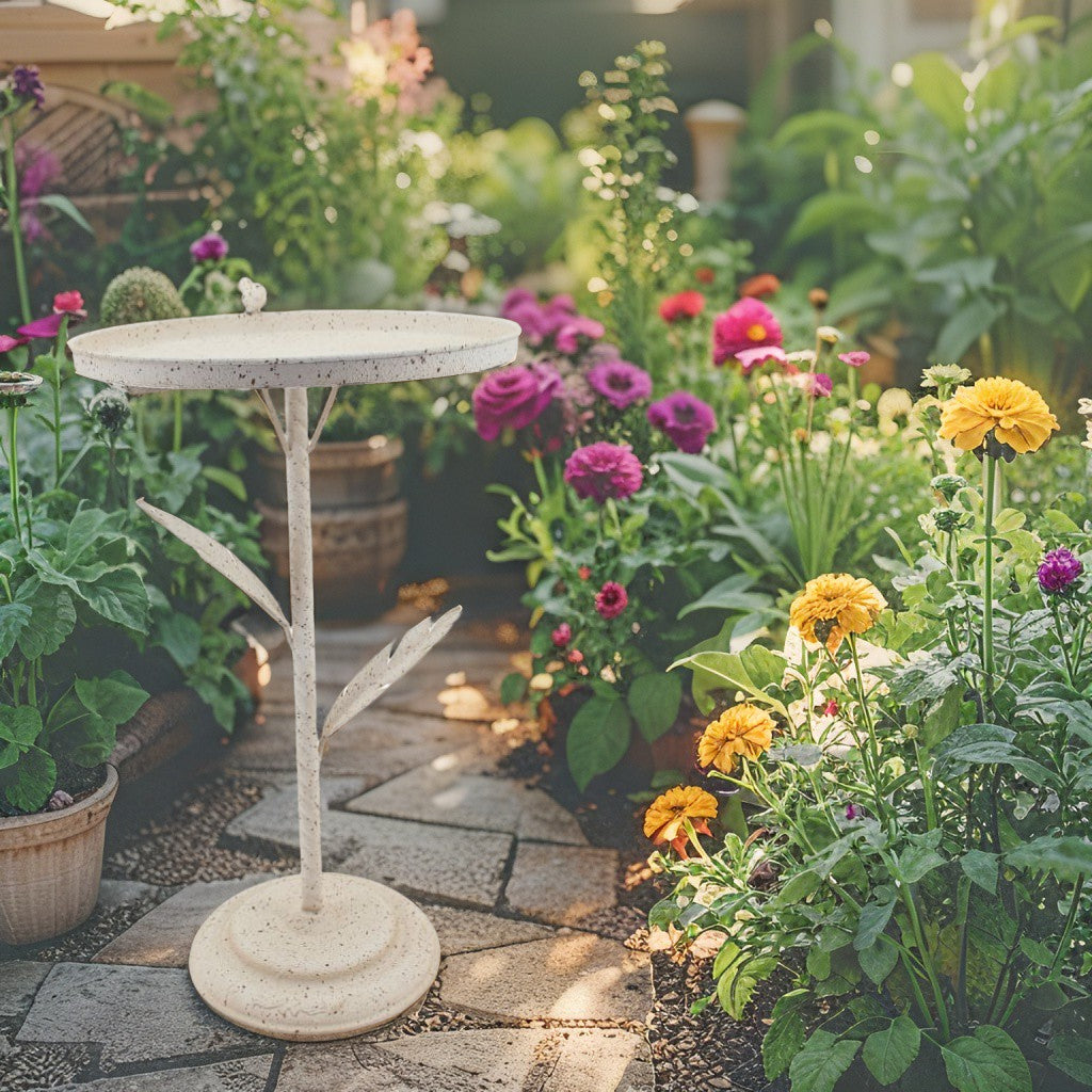 Riviera Birdfeeder w Leaves On Stand 59cm