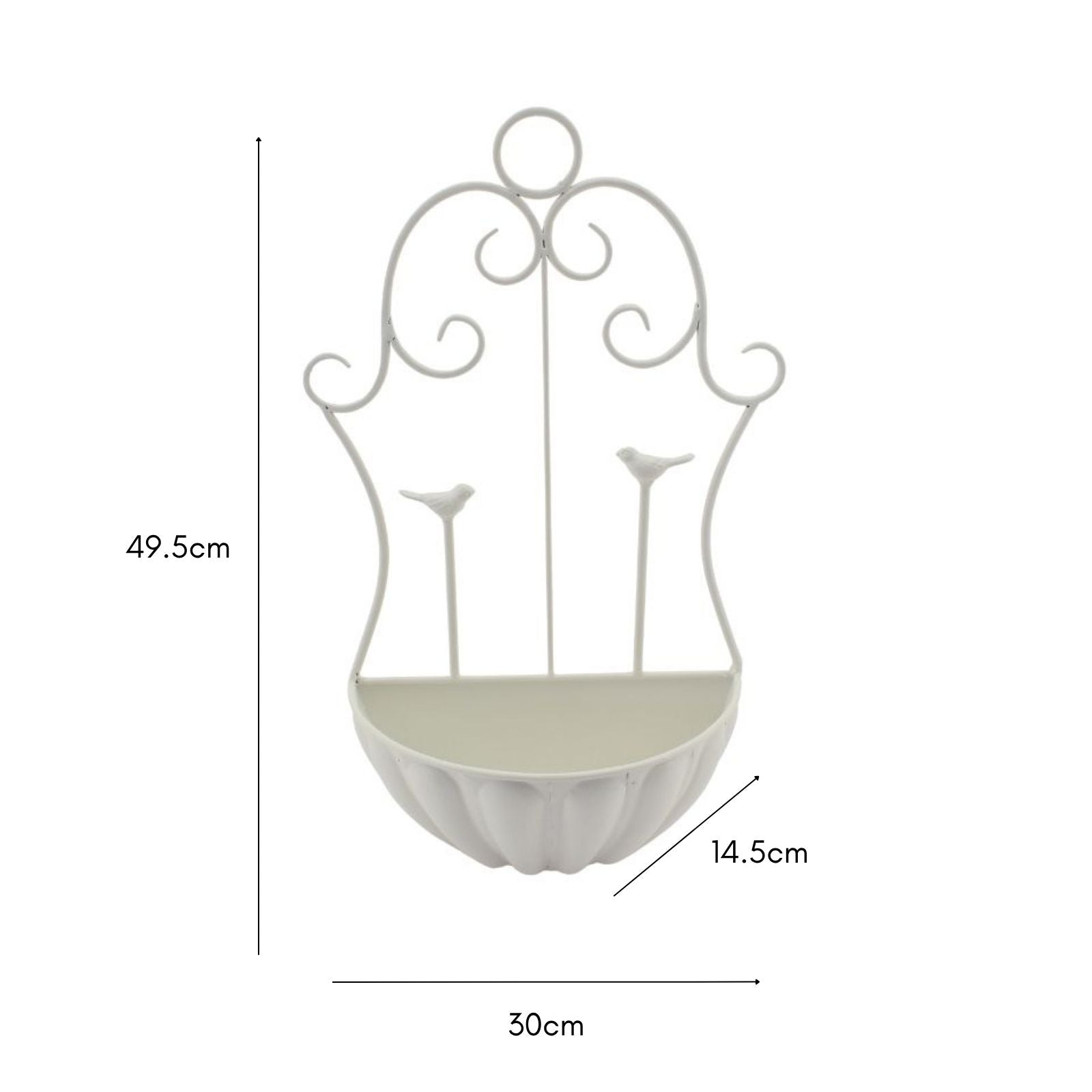 Fleur Wall Planter w 2 Birds 49cm