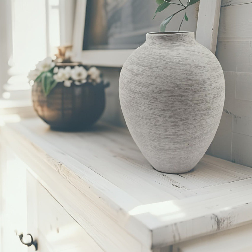 Brushed White Classic Vase 24cm