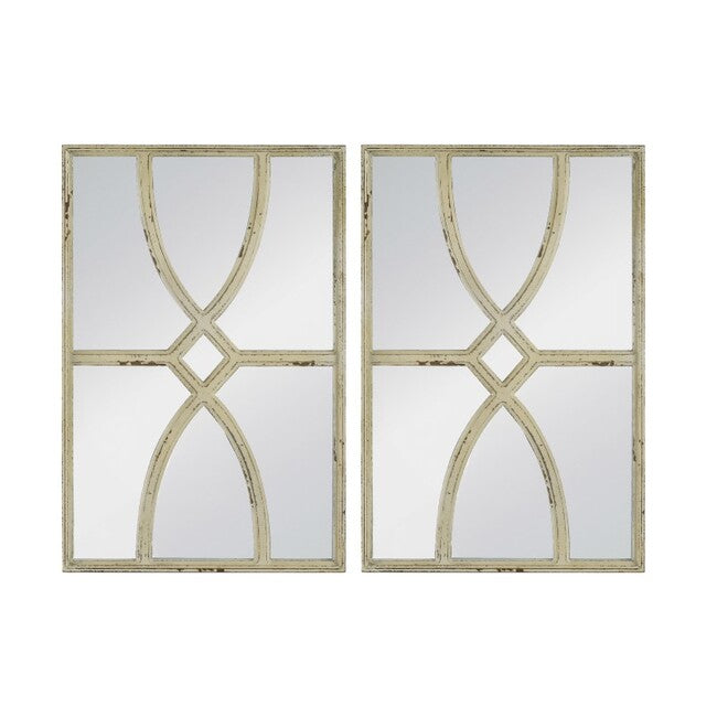 Set 2 Shabby Chic Carved Wall Mirrors 67cm