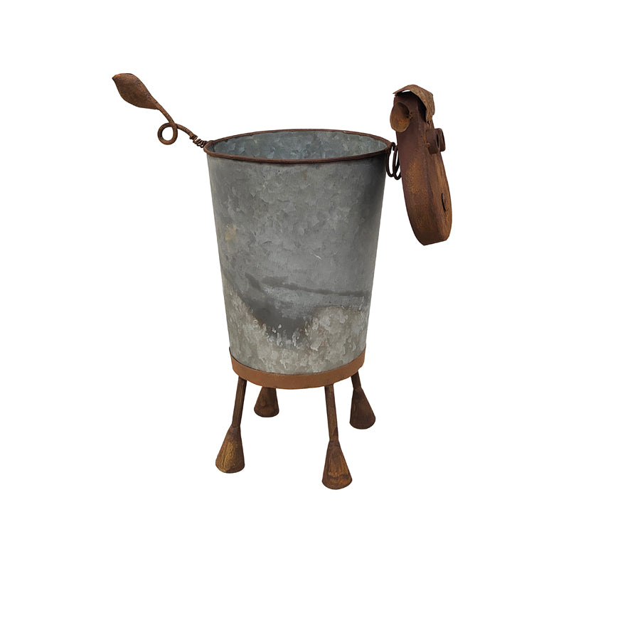 Rusty Sheep Planter W Galv Pot 31x34cm