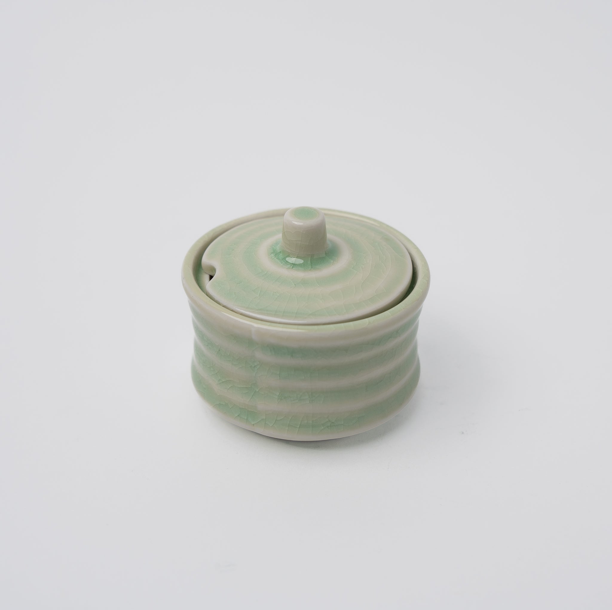 Sugar Pot 5.3cm Ribbed Celadon Glaze