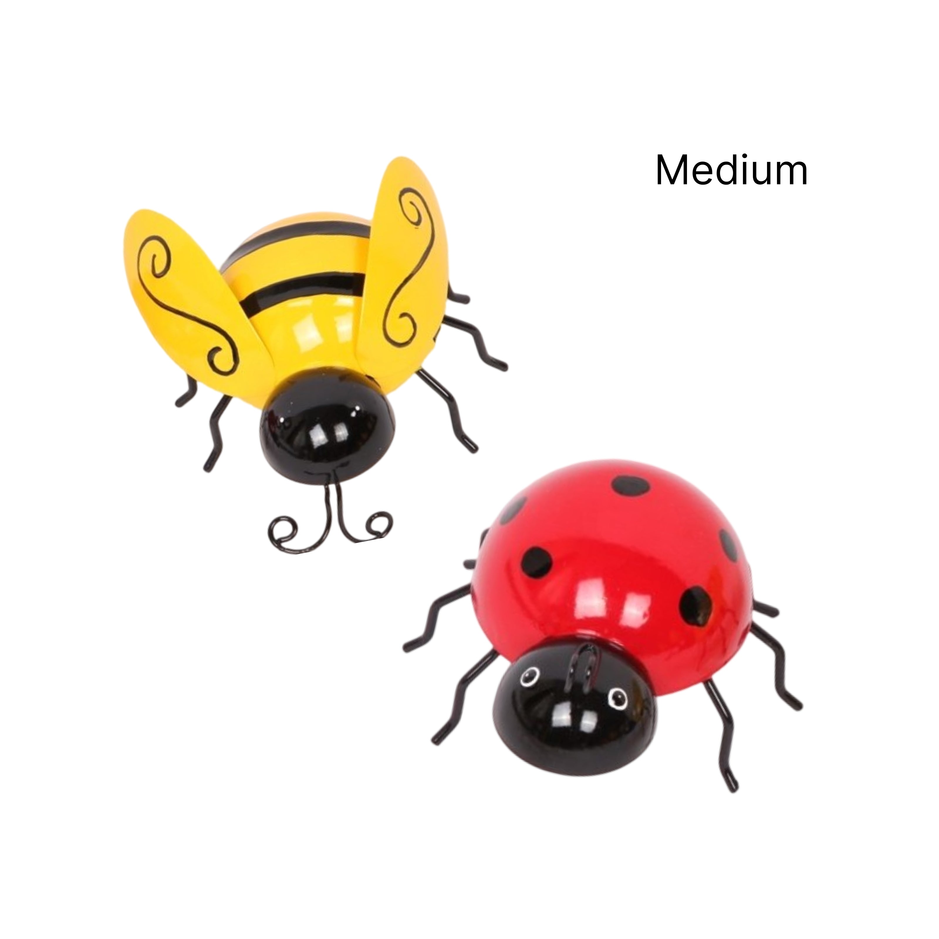 Set 2 Metal Bee & Lady Bug Wall Decor 6x13cm