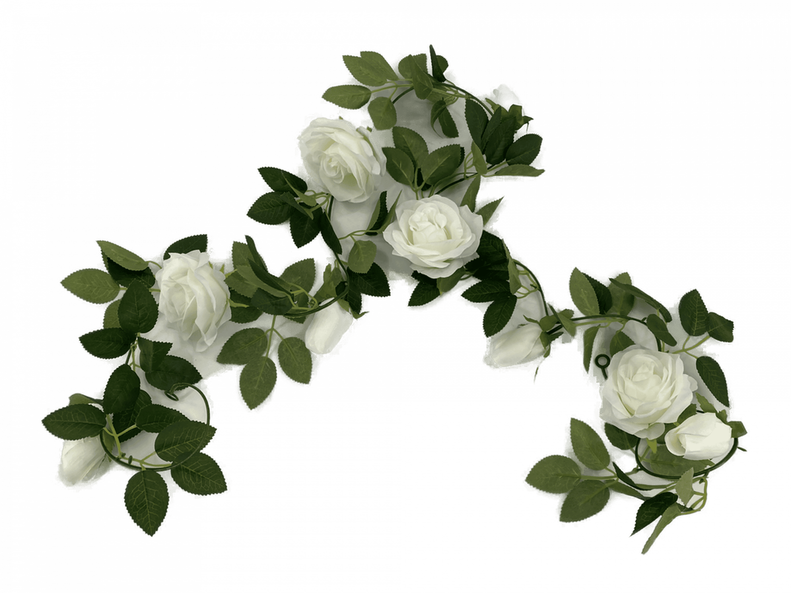Flowering White Artificial Rose Garland 190cm