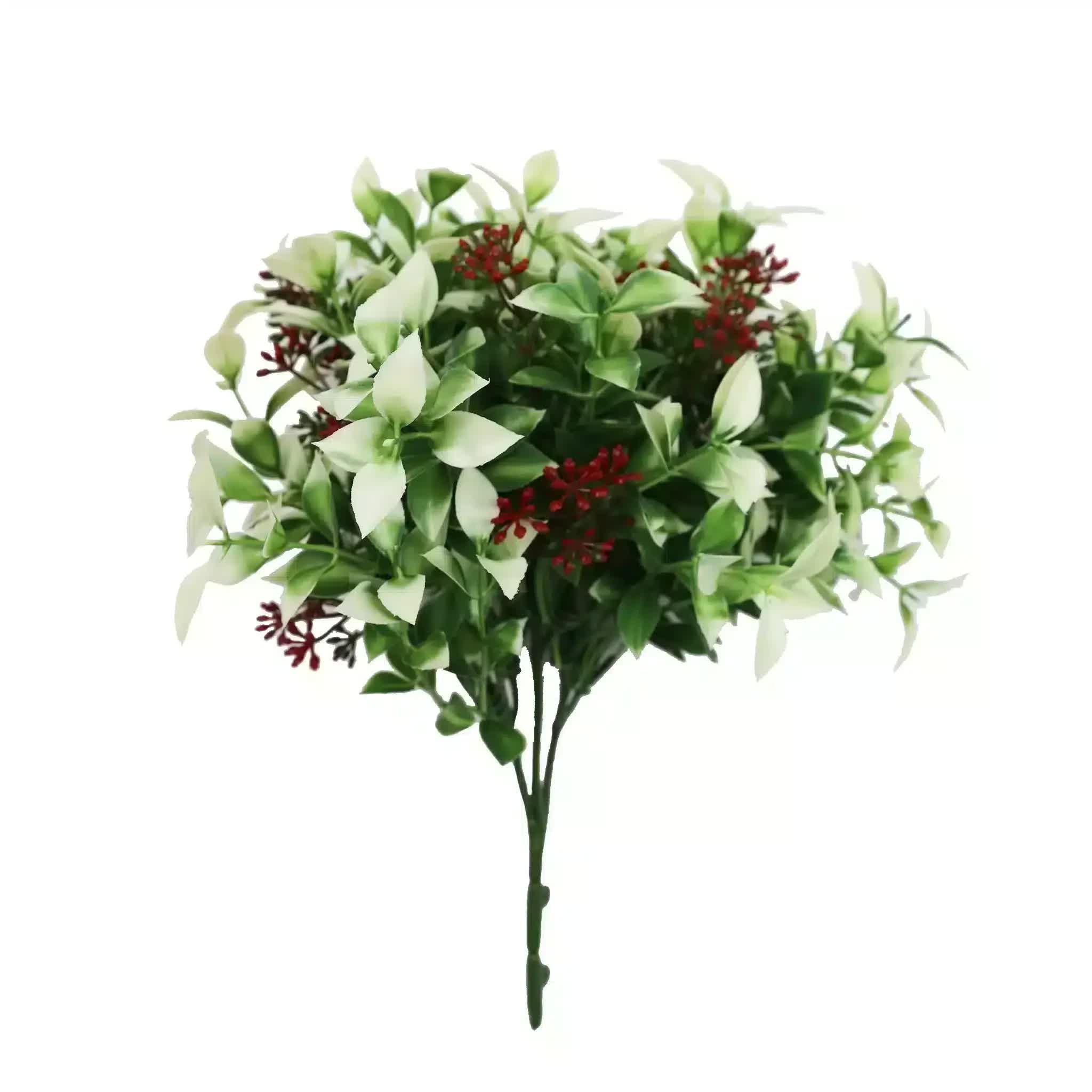 Artificial Flowering Holly Plant Stem UV Resistant 26cm