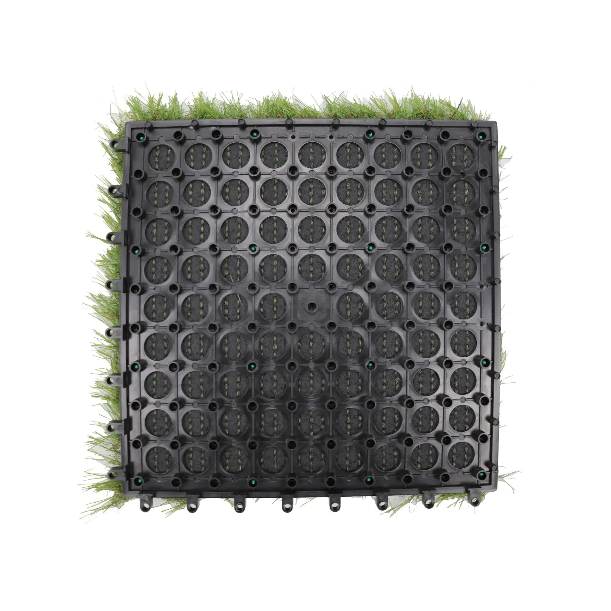 9 Pieces of Interconnecting Artificial Grass Decking Tiles (UV Resistant) 30cm x 30cm