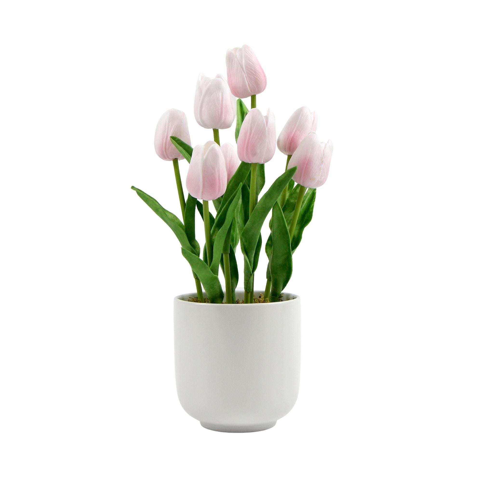Flowering Pink Artificial Tulip Plant Arrangement