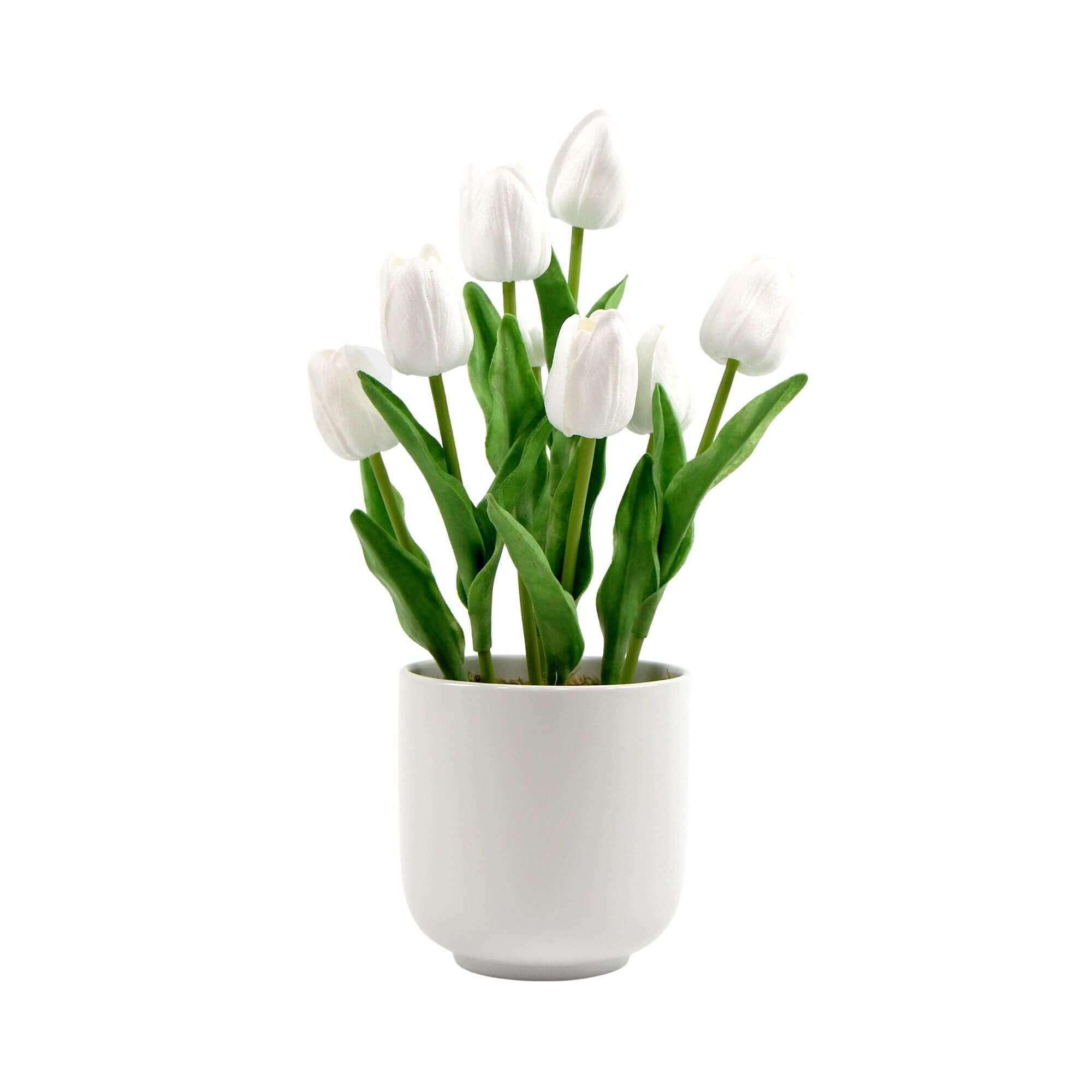 Flowering White Artificial Tulip Plant Arrangement