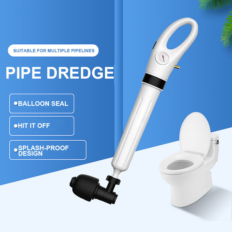 White air blaster plunger with angled nozzle and toilet bowl adapter attachment