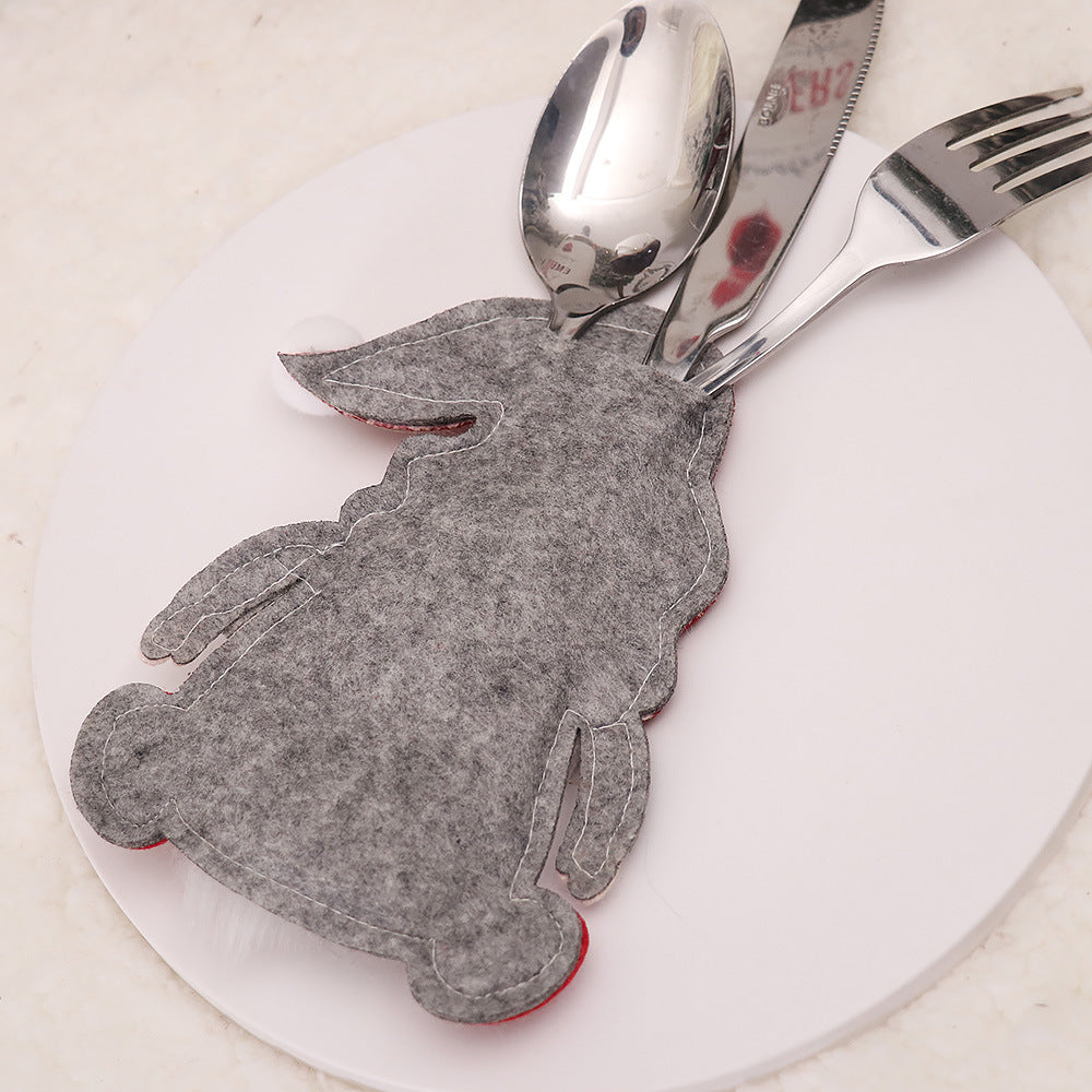 Christmas Gnome Cutlery Holder  Red Striped Hat Silverware Pouch for Festive Table Decor 10 pieces