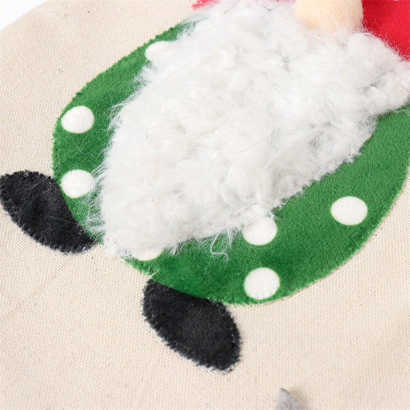 Fluffy white beard and green felt gnome hat with white dot accents