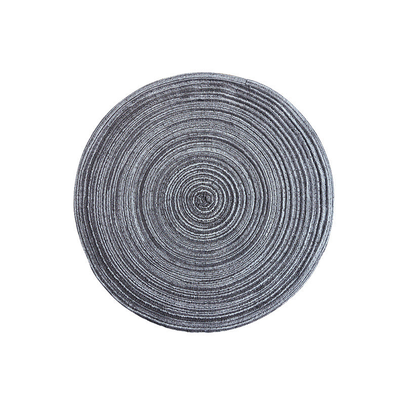 Round woven placemat, dark grey spiral braid pattern, single 11 cm