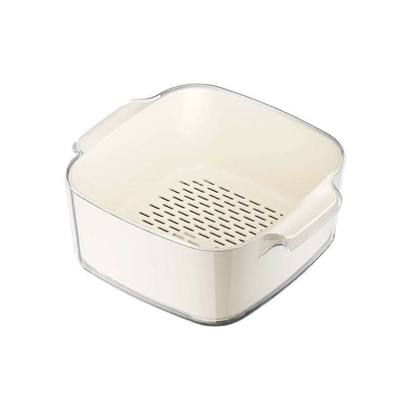 Two-Layer Drain Basket Colander - Small Size (White, 2 set)