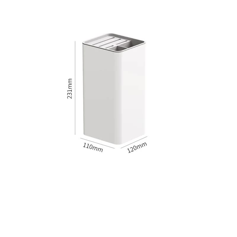 White square knife holder with angled slots on top