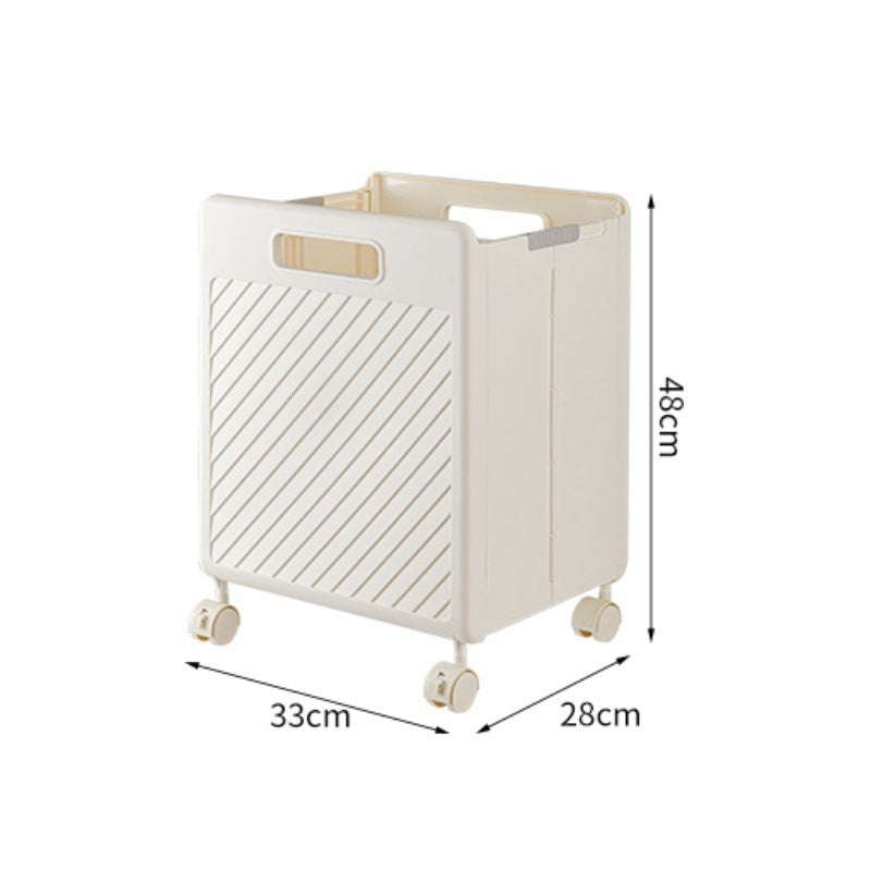 Foldable Laundry Basket with Wheels - Portable Rolling Hamper for Home Use 33*28*48cm Cream Yellow
