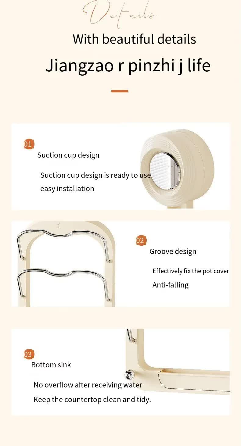 Suction mount adhesive kit for pot lid organizer rack with roll and parts