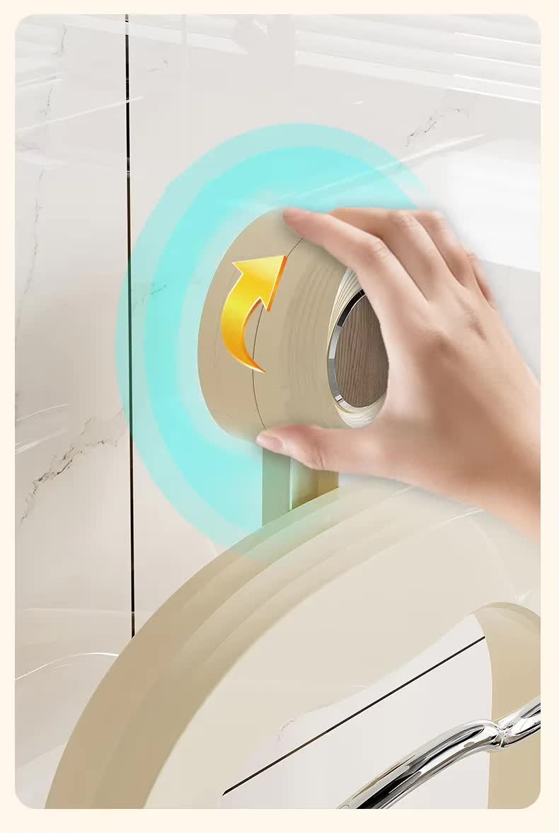 Hand pressing adhesive suction mount onto tile wall for pot lid organizer rack