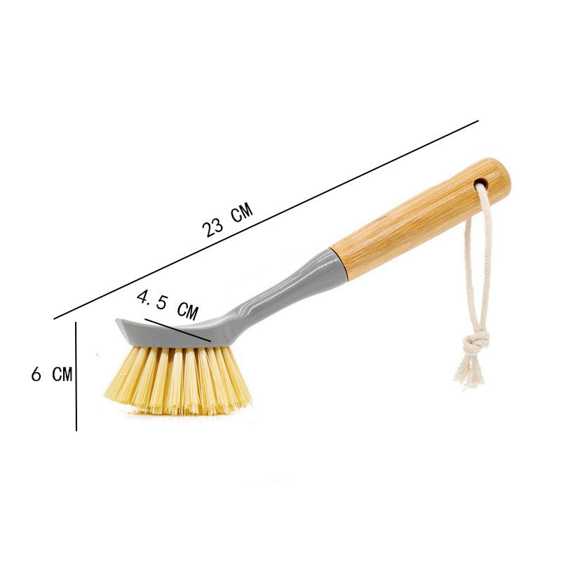 Dish scrub brush with gray scraper head, 4.5 cm wide bristle tip, 23 cm length