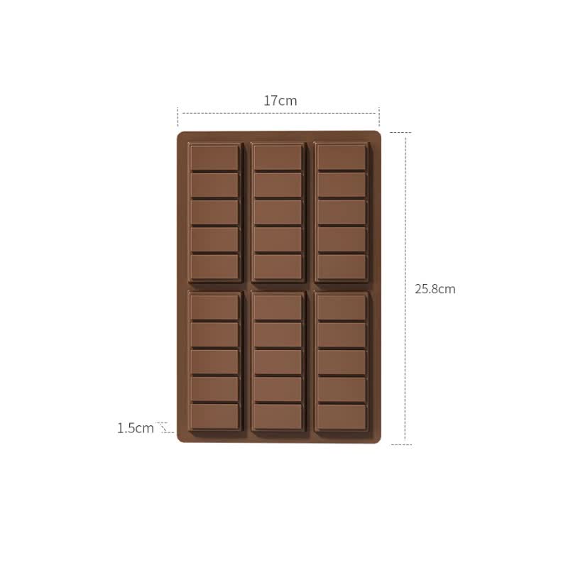 Brown silicone chocolate bar mold tray with rectangular cavity grid