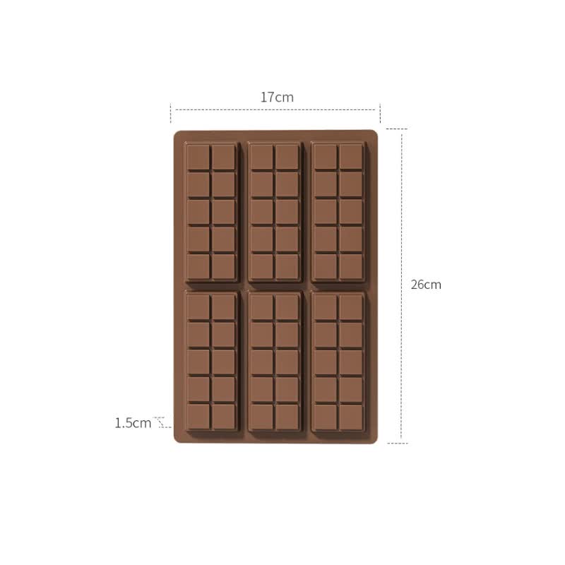 Silicone chocolate bar mold tray, brown, with grid compartments for 5 bars (26x17 cm)