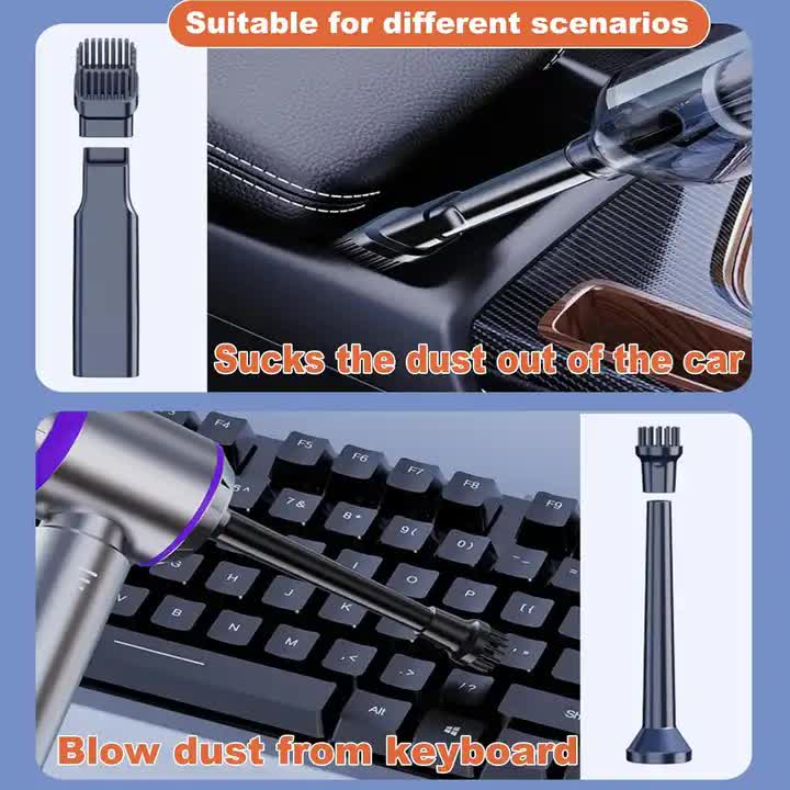 Silver Purple ST-6653Plus Cordless Handheld Vacuum Cleaner - 16000PA Suction, 2000mAh Battery, Type-C Rechargeable