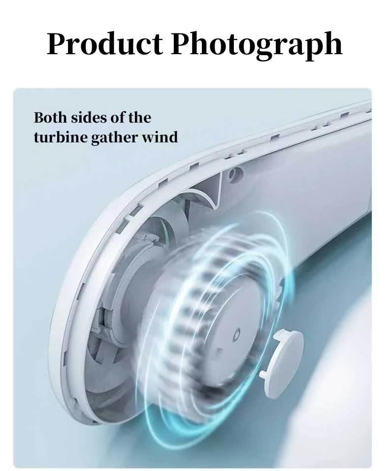 Leafless hanging neck fan cutaway showing internal turbine fan airflow