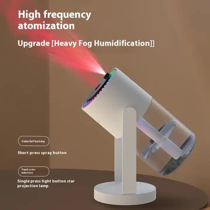 White Starry Sky Projection Humidifier  USB Ultrasonic Car and Home Air Humidifier, Mist Diffuser for Hydration