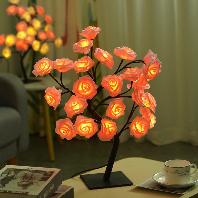LED Rose Flower Tree Light with Detachable Base and USB Switch ??Decorative Night Light for Home D?cor