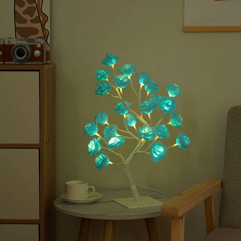 LED Rose Flower Tree Light with Detachable Base and USB Switch – Decorative Night Light for Home Décor